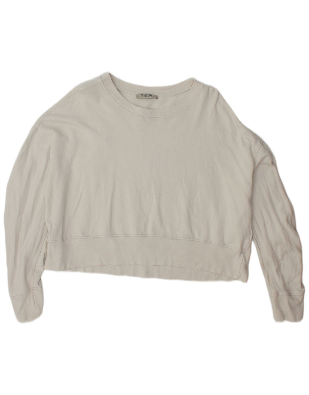 ALL SAINTS Womens Oversized Crop Sweatshirt Jumper UK 10 Small White