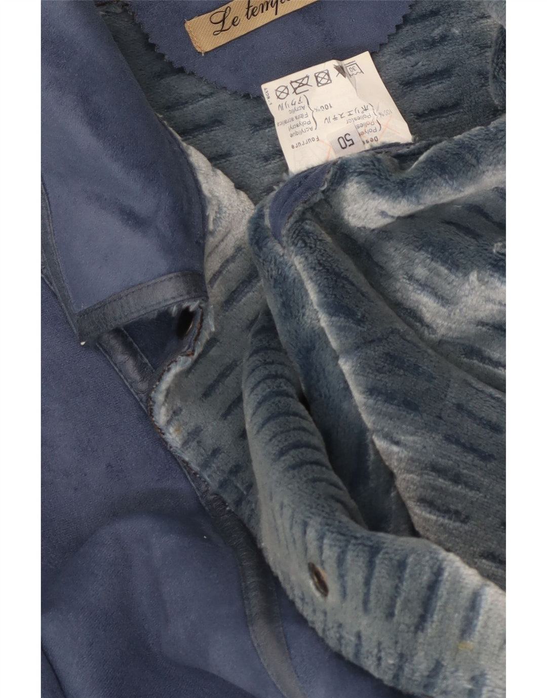 Vintage overfrakke til kvinder IT 50 XL blå polyester