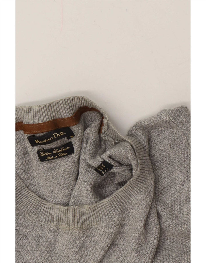 Massimo Dutti Herre Crew Neck Jumper Sweater Stor Grå Bomuld