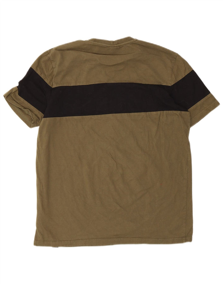 Ellesse Herre Grafisk T-Shirt Top Medium Khaki Colourblock Bomuld
