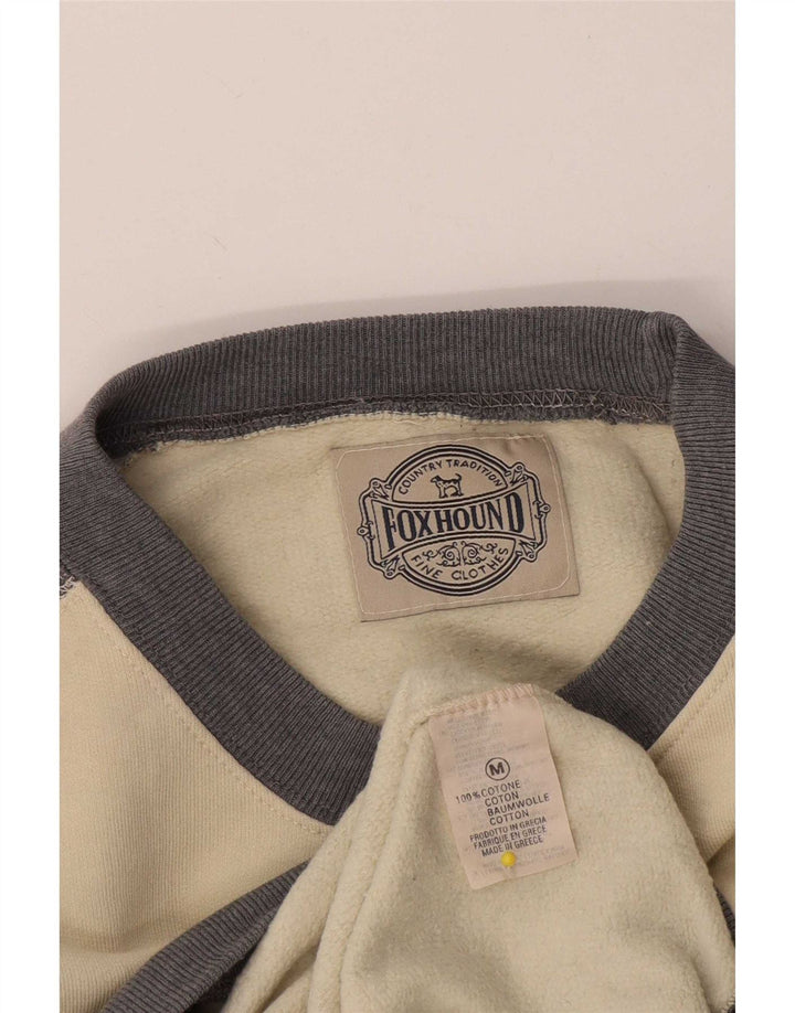 Foxhound Herre Grafisk Sweatshirt Jumper Medium Off White Colourblock Bomuld