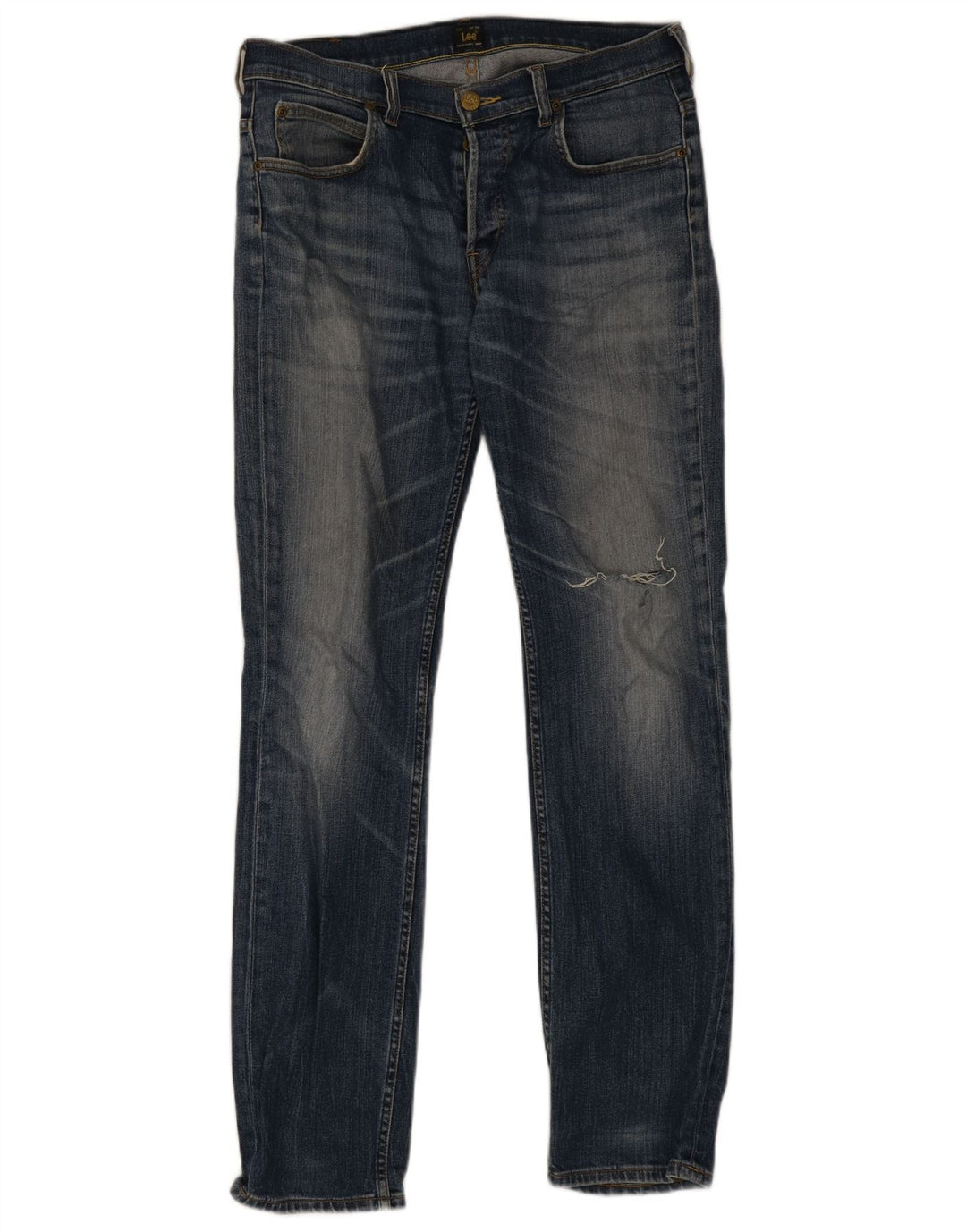 Lee Mens Powell Distressed Slim Jeans W32 L34 Blå Bomuld