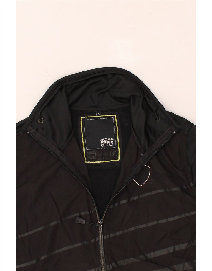 JACK & JONES Mens Tracksuit Top Jacket Small Black Striped Polyester Vintage Jack & Jones and Second-Hand Jack & Jones from Messina Hembry 