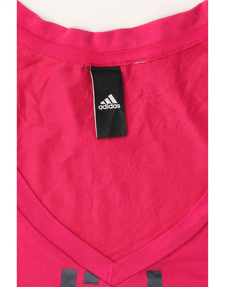 Adidas Dame Grafisk T-Shirt Top UK 12 Medium Pink