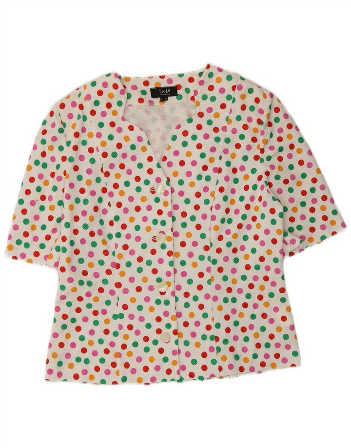 Liola Dame 4-knaps 2-delt nederdelsæt IT 46 Large W28 White Polka Dot