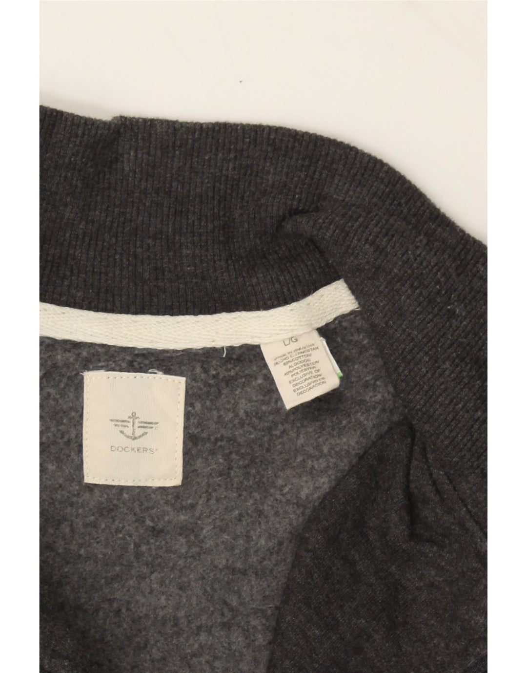 DOCKERS Mens Zip Neck Sweatshirt Jumper Large Grey Cotton Vintage Dockers and Second-Hand Dockers from Messina Hembry 