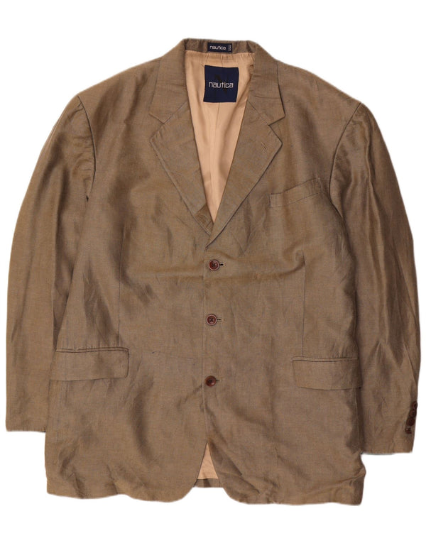 NAUTICA Herre 3-knaps blazerjakke UK 46 3XL Grå hør