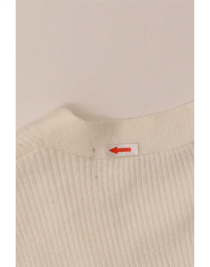 Zara Dame Cardigan Sweater UK 12 Medium White Viscose