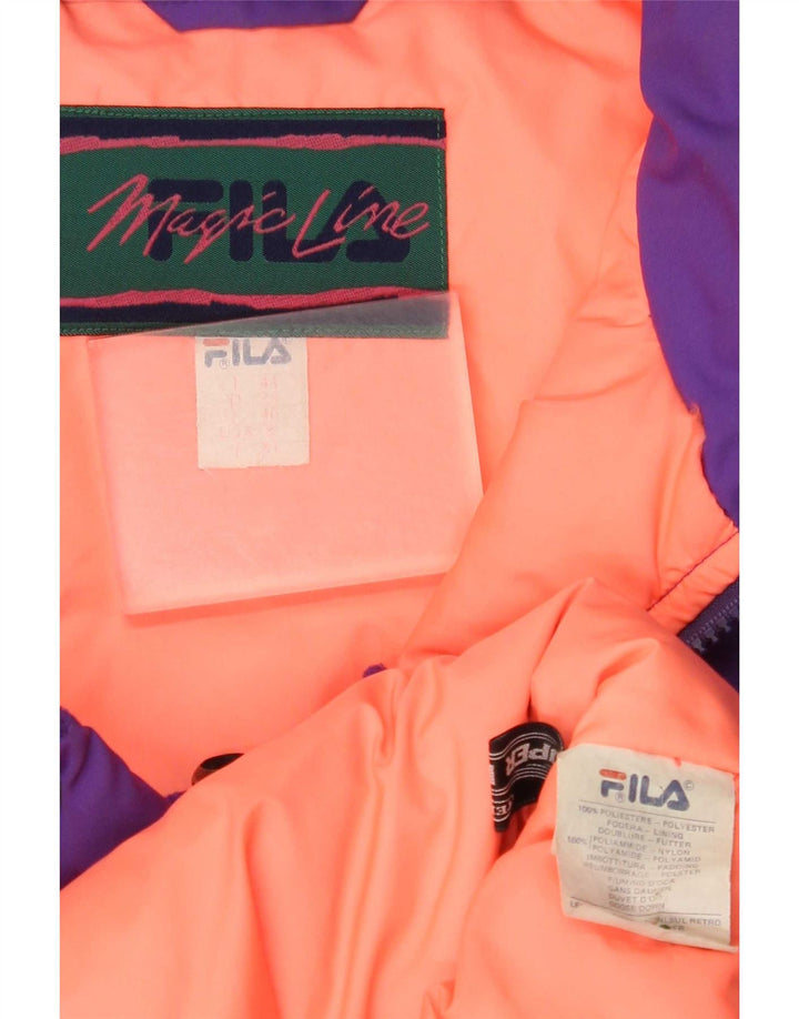 Fila Dame Hætte Oversized Polstret Jakke IT 44 Medium Lilla Polyester