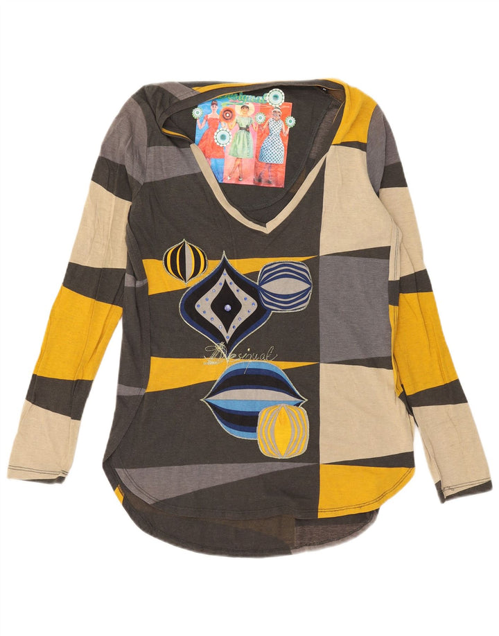 Desigual Dame Grafisk Top Langærmet UK 14 Medium Flerfarvet
