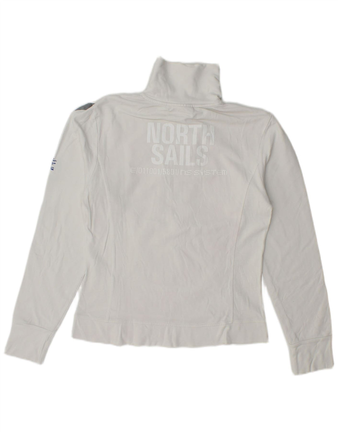 North Sails Dame Grafisk Zip Neck Sweatshirt Jumper UK 14 Large White