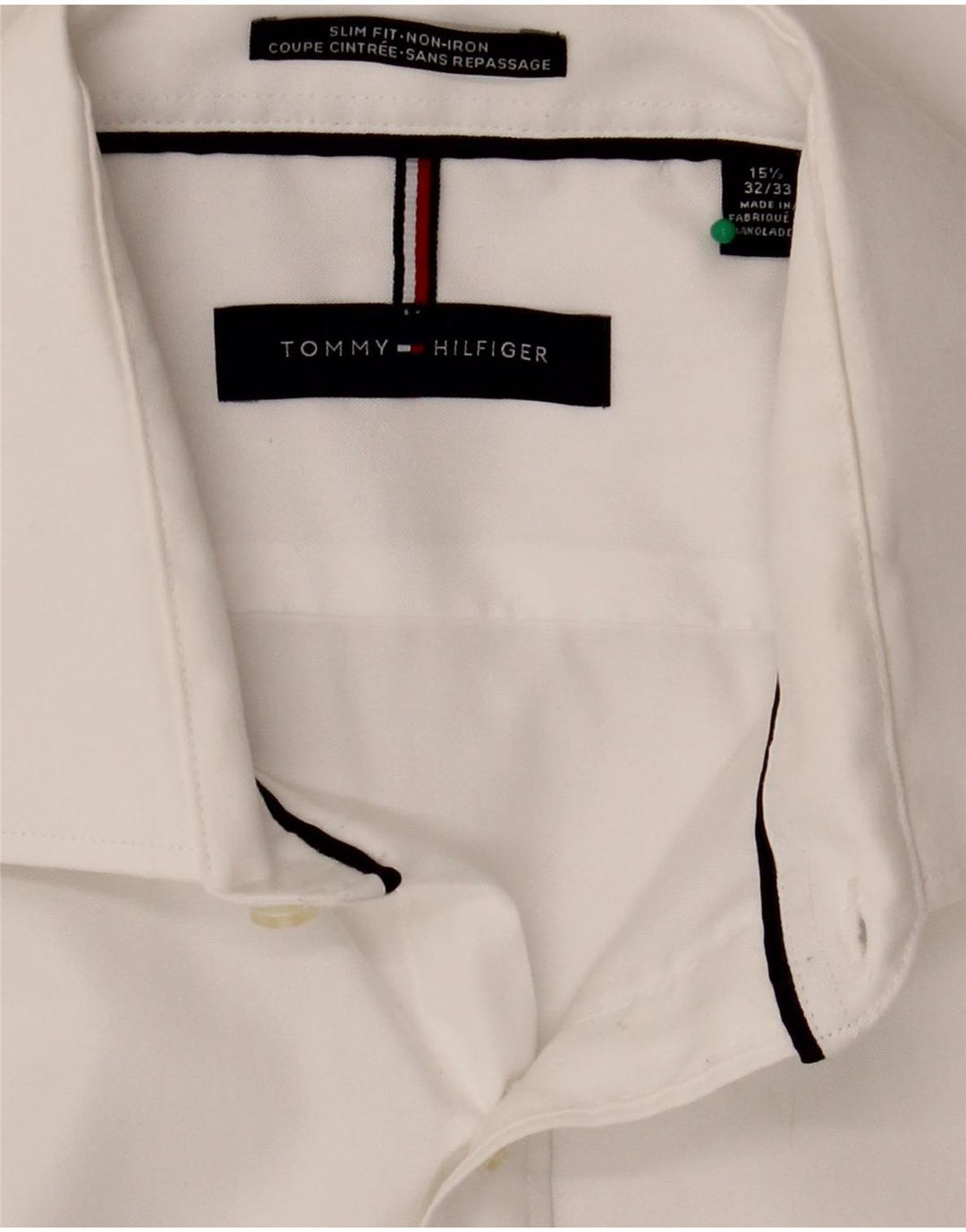 Tommy Hilfiger Herre Slim Fit Skjorte Størrelse 15 1/2 Medium Hvid Bomuld