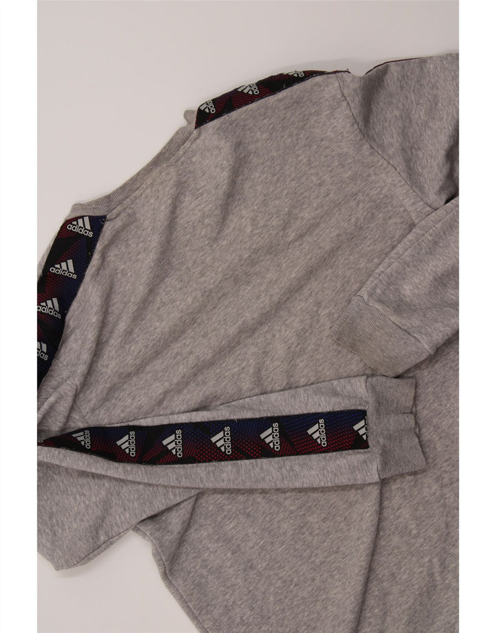 ADIDAS Mens Graphic Sweatshirt Jumper Small Grey Colourblock Cotton Vintage Adidas and Second-Hand Adidas from Messina Hembry 