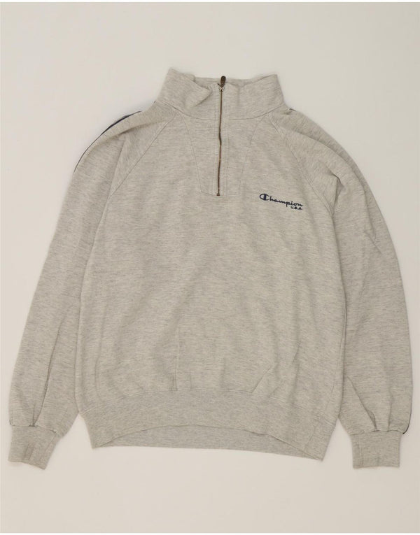 Champion Herre grafisk lynlås-sweatshirt Jumper Medium Grey Colourblock