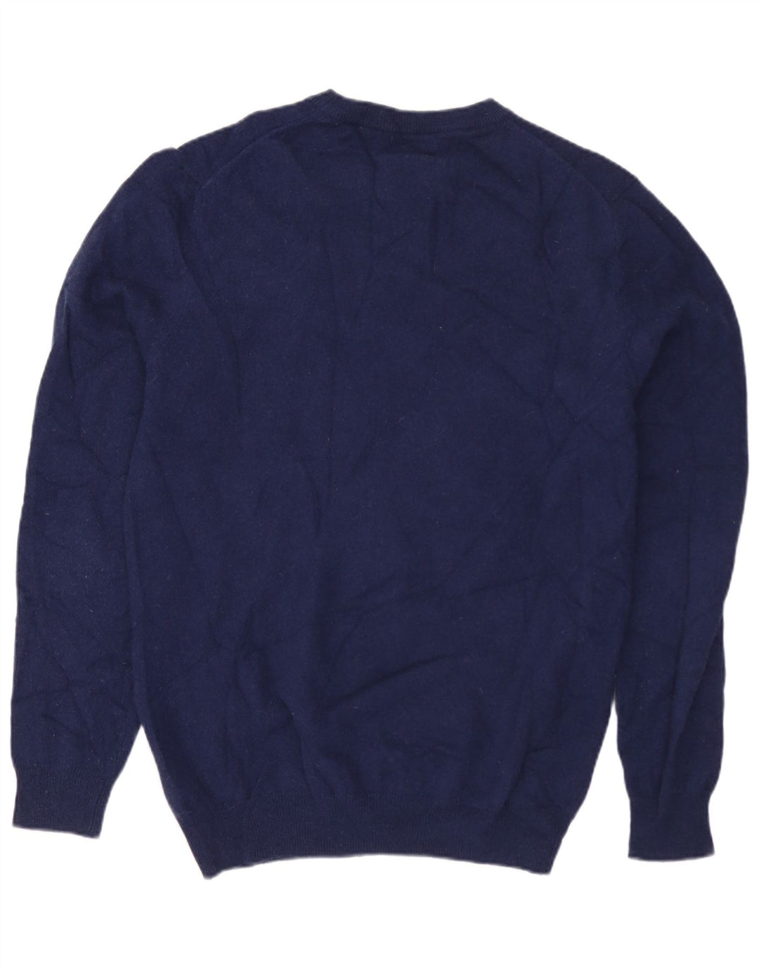 MASSIMO DUTTI Herre sweater med rund hals, medium marineblå uld