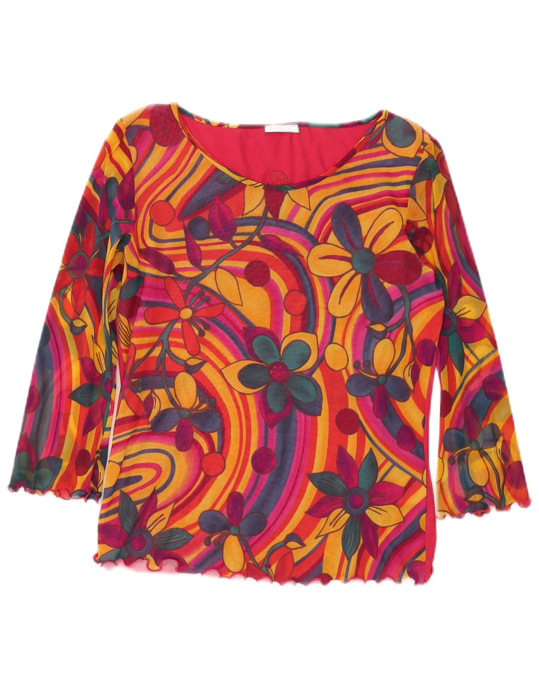 Marella Dame 3/4 ærmet bluse top UK 18 XL Flerfarvet blomstret bomuld