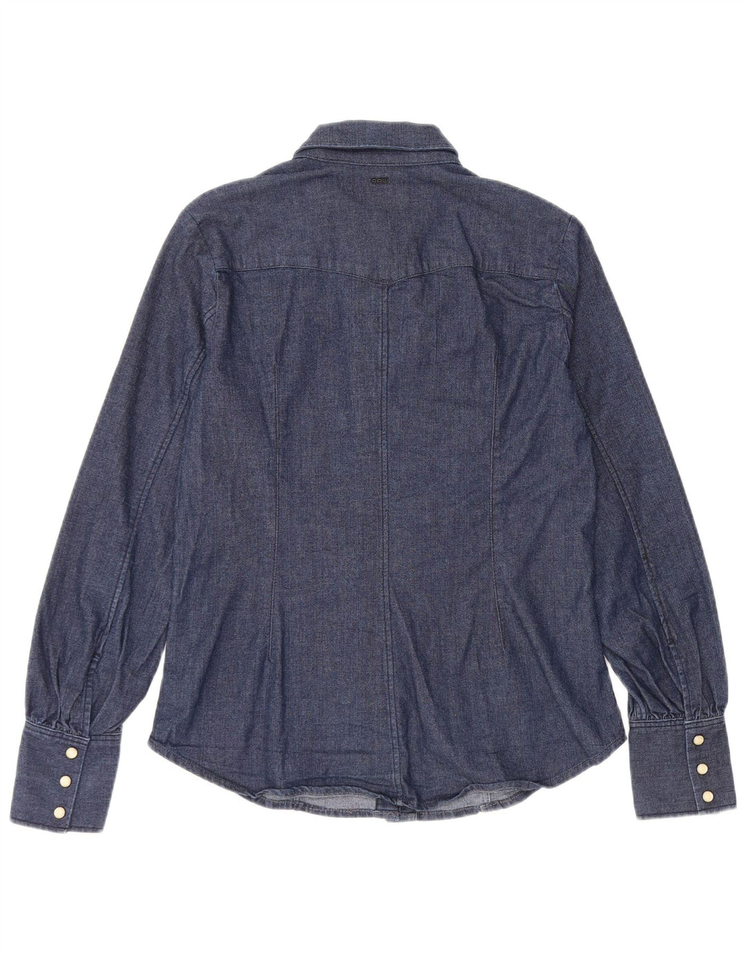G-Star Dame Flæse Front Denim Shirt Bluse UK 10 Small Navy Blue Bomuld