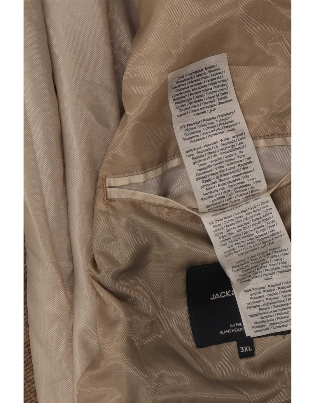 Jack & Jones Herre Overfrakke UK 46 3XL Beige Polyester