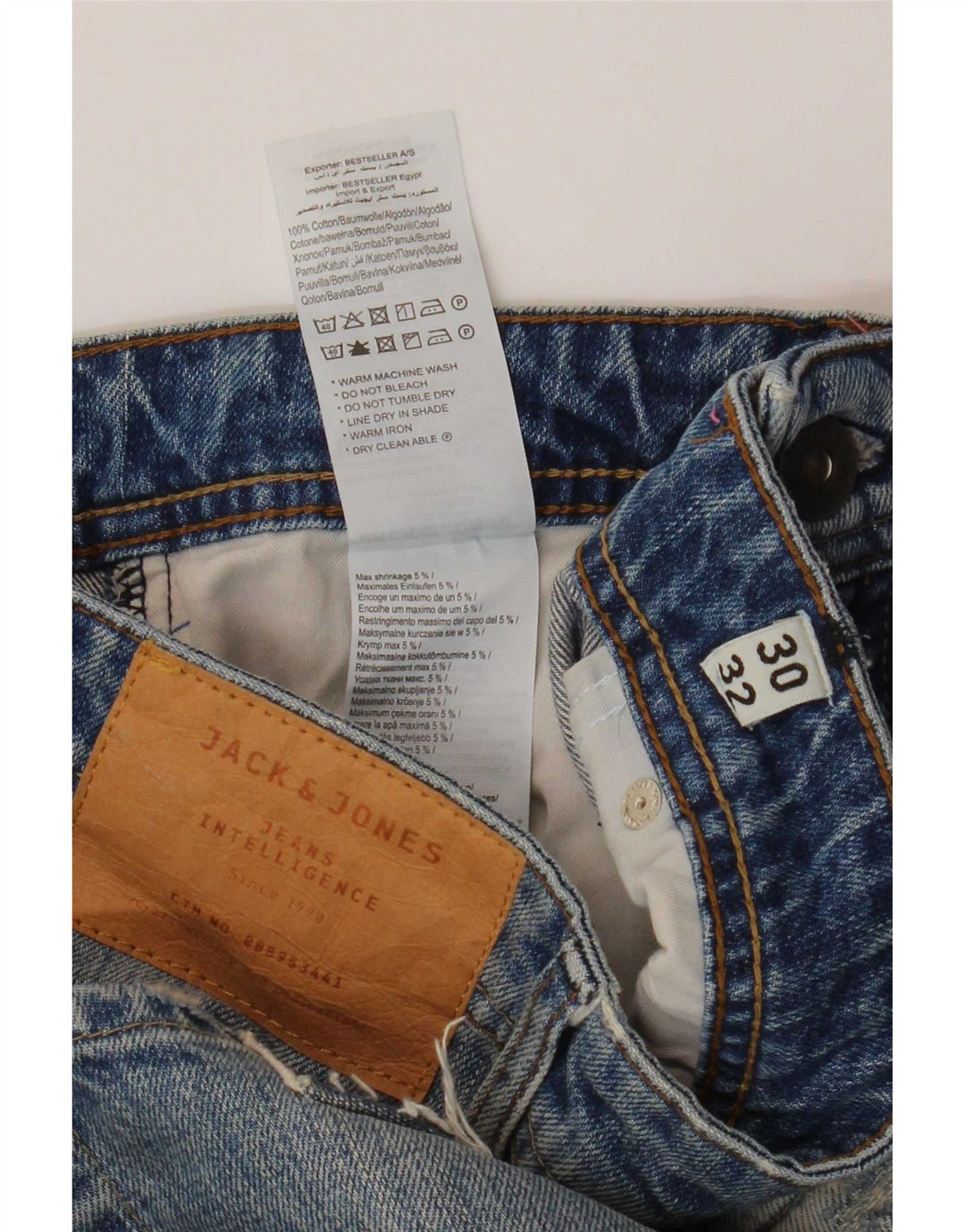 Jack & Jones Herre Mike Comfort Fit Slim Jeans W30 L32 Blå Patchwork