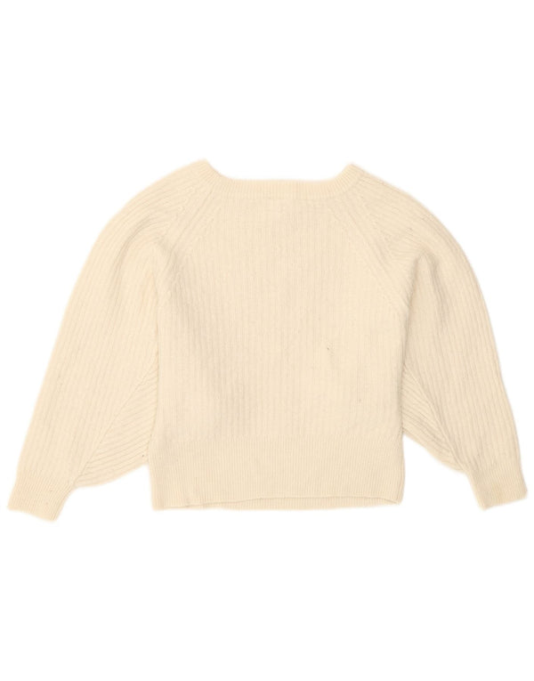 John Lewis Dame Crop Batwing Boat Neck Jumper Sweater UK 8 Small White