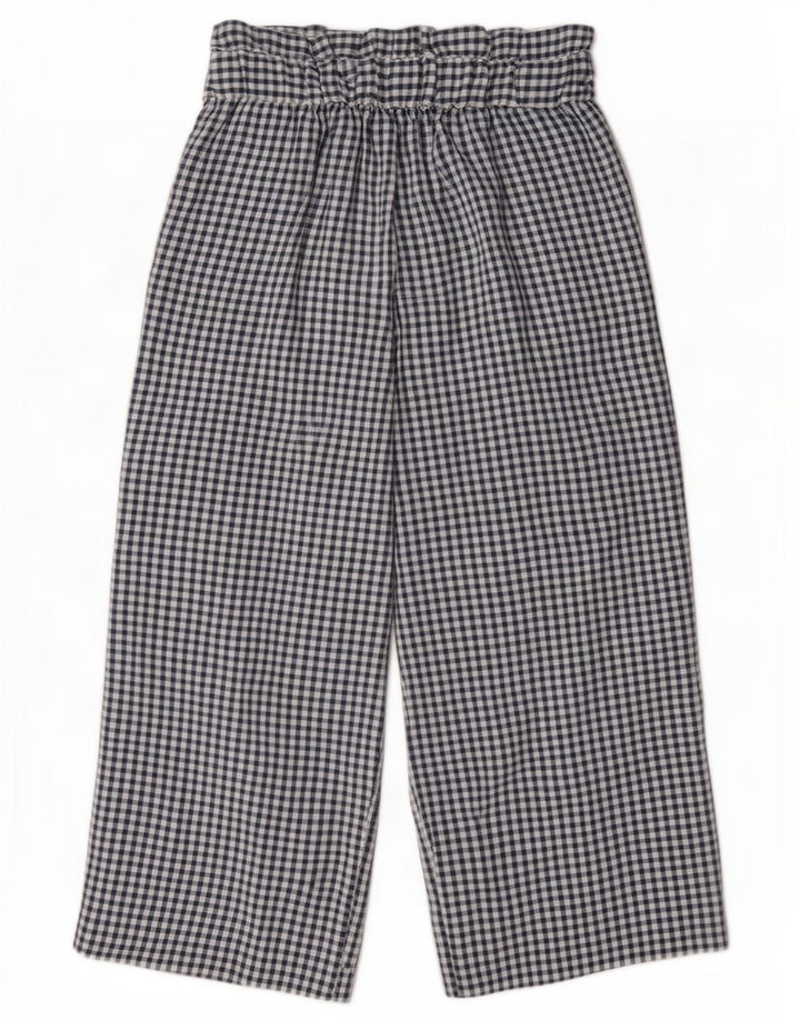 Zara Dame Cullotes Capri Bukser Medium W28 L22 Navy Blue Gingham