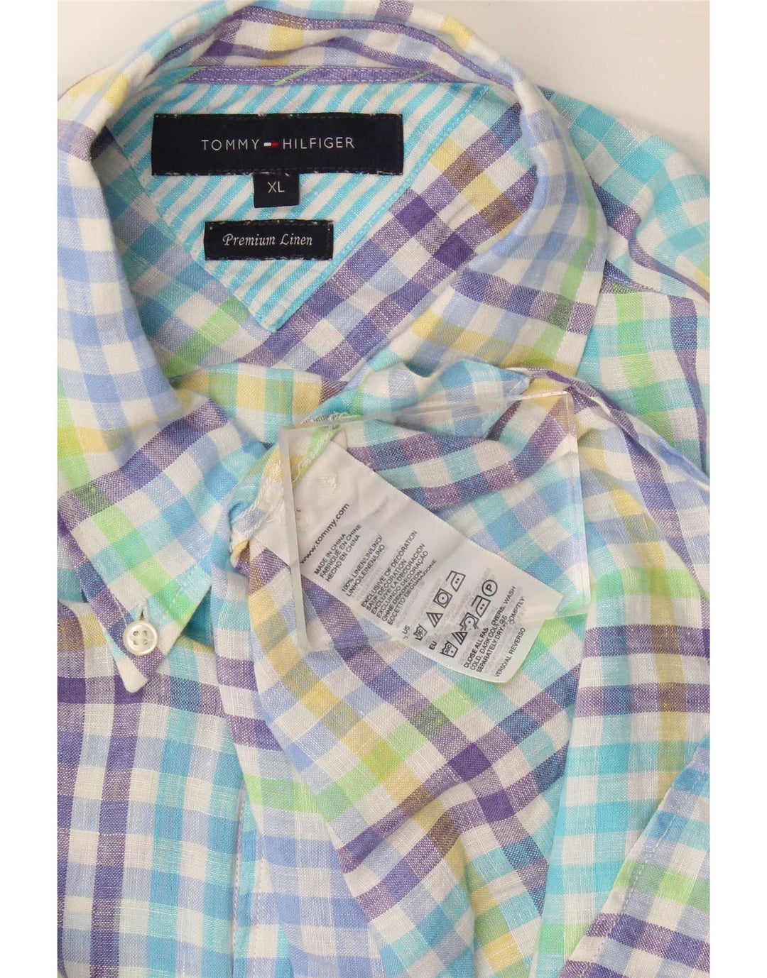 Tommy Hilfiger Herreskjorte XL Flerfarvet Gingham Linen