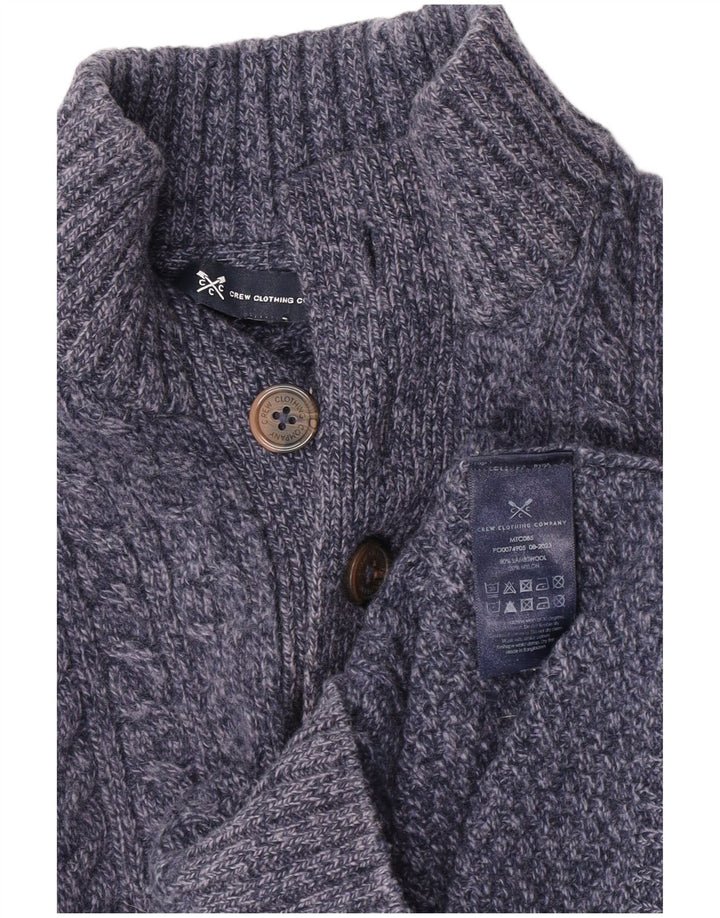 Besætningstøj Herre Button Neck Jumper Sweater Small Navy Blue Flecked