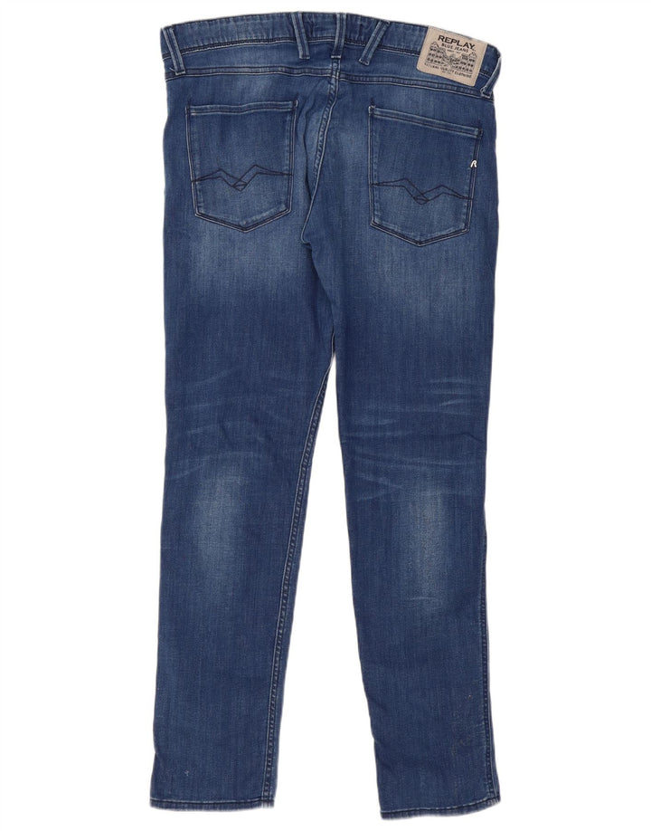 Replay Dame Anbass Slim Jeans W34 L32 Blå Bomuld