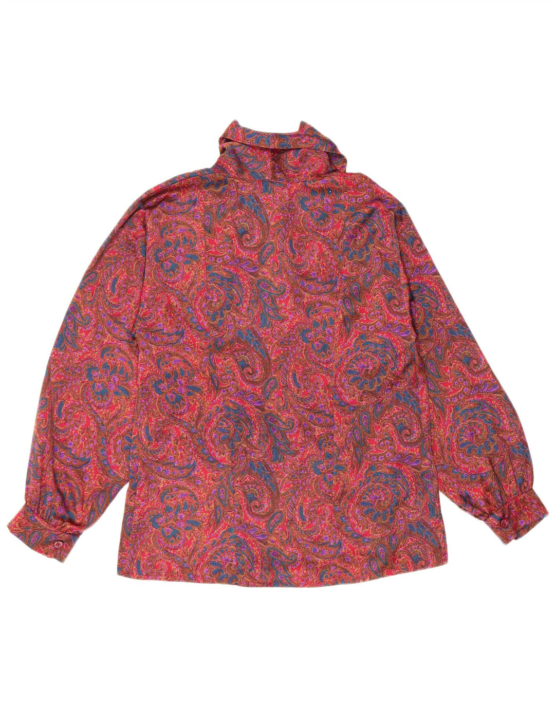 Luisa Spagnoli Dame Skjorte Bluse UK 10 Lille Rød Paisley Polyester
