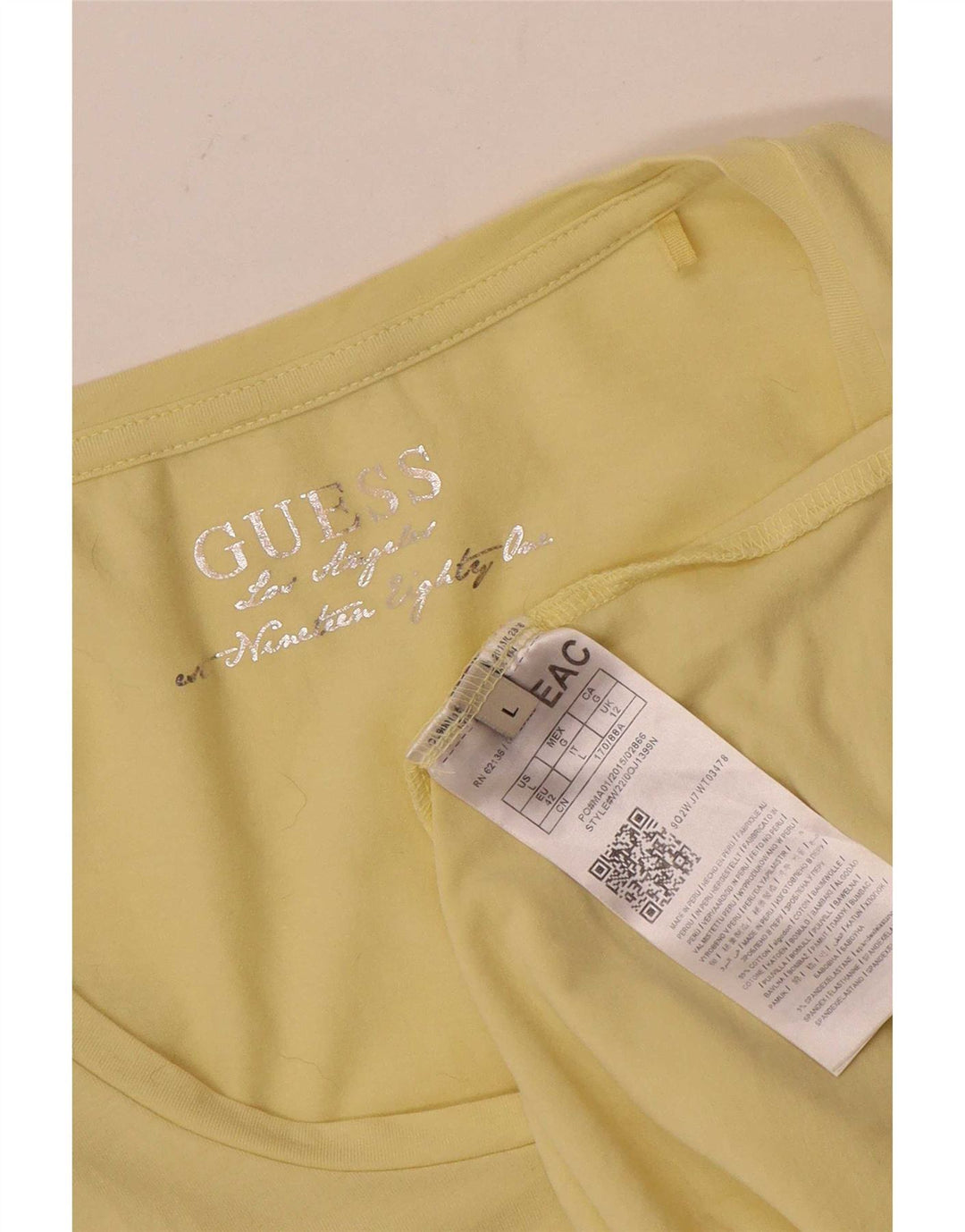 Guess Grafisk T-shirt top til kvinder UK 12 Medium gul bomuld