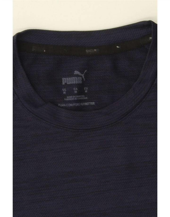 PUMA Mens T-Shirt Top Medium Navy Blue Striped Vintage Puma and Second-Hand Puma from Messina Hembry 