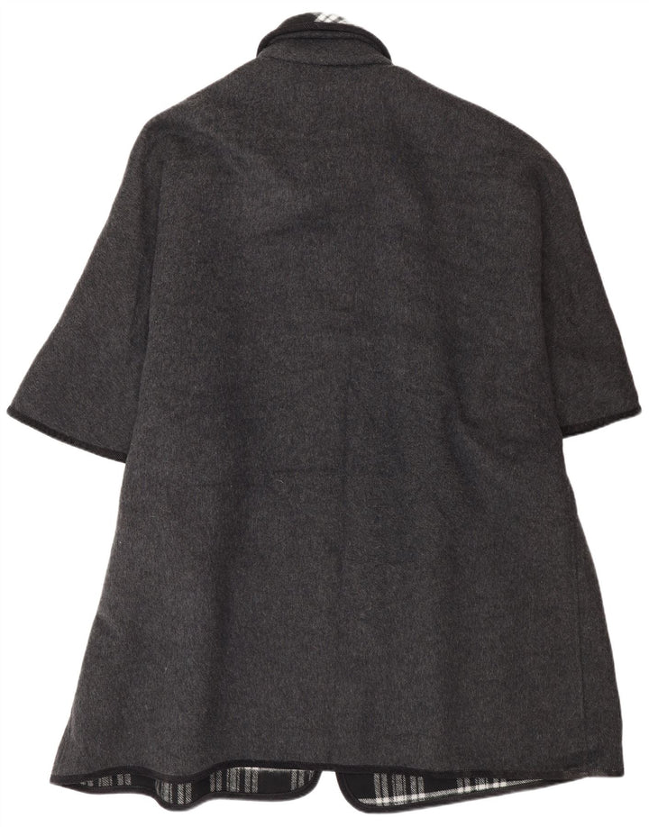 Vintage herre poncho frakke One Size grå uld
