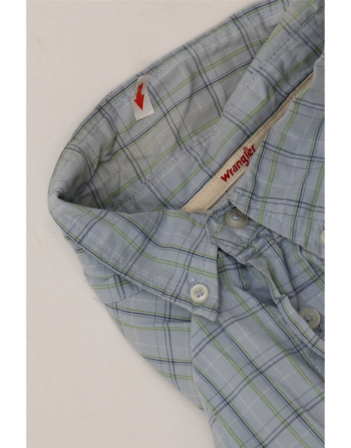 Wrangler kortærmet herreskjorte 2XL blå ternet bomuld
