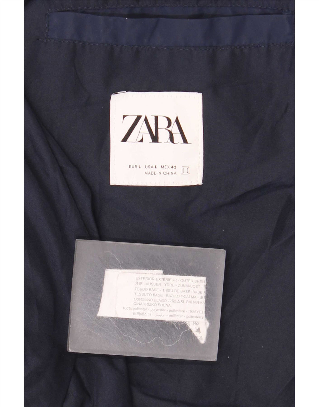 Zara Herre Bomber Jacket UK 40 Large Navy Blue Polyester