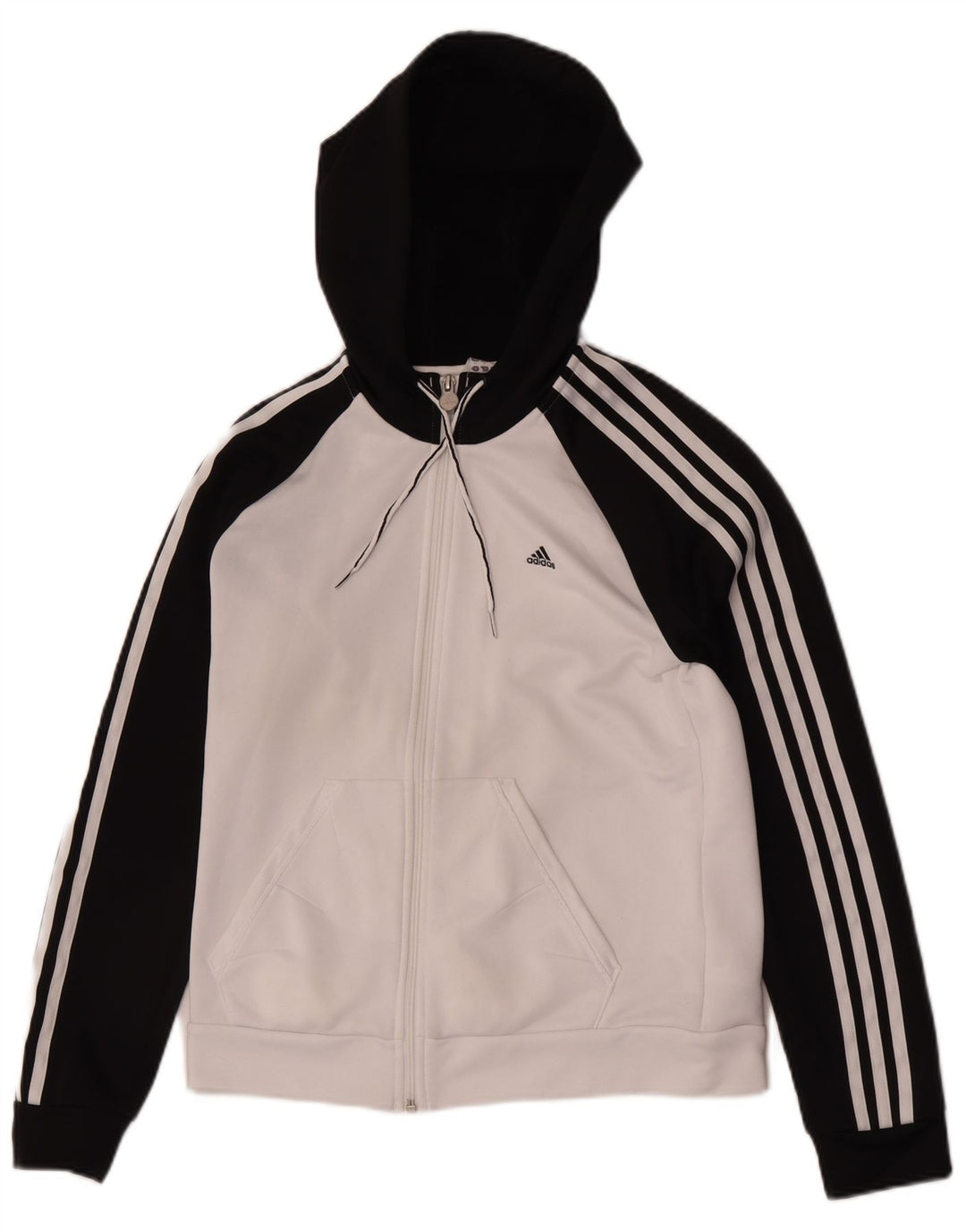 Adidas Dame Hættetrøje Sweater UK 14 Medium White Colourblock Polyester