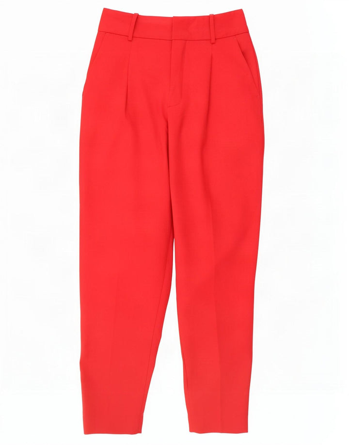 Zara Dame Pegged Suit Bukser Small W26 L27 Rød Polyester