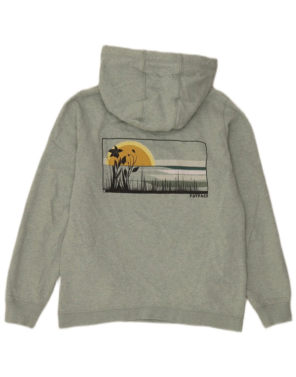 Fat Face Dame Grafisk Oversized Hoodie Jumper UK 10 Small Green Floral