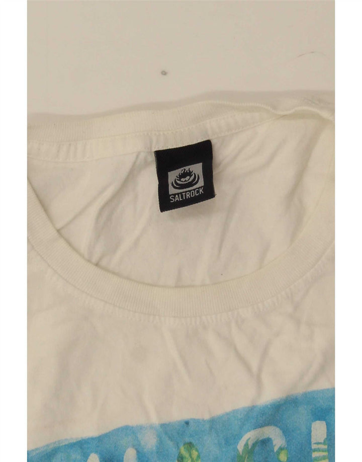Saltrock Herre Grafisk T-Shirt Top Medium Hvid Bomuld