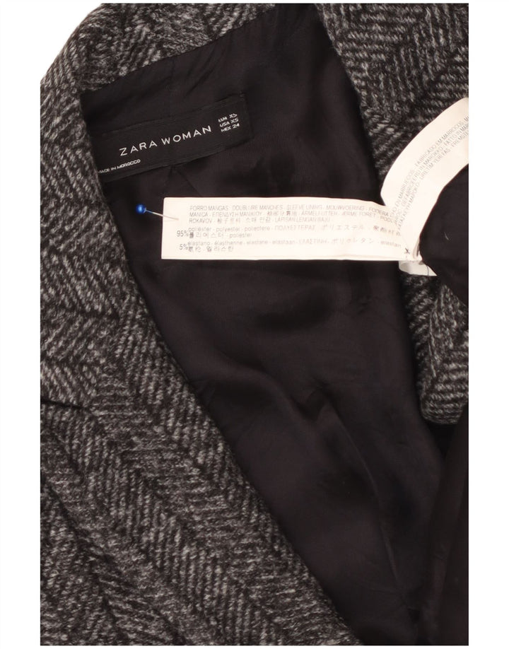Zara Dame 1 Knap Blazer Jacket UK 6 XS Grå sildebenspolyester