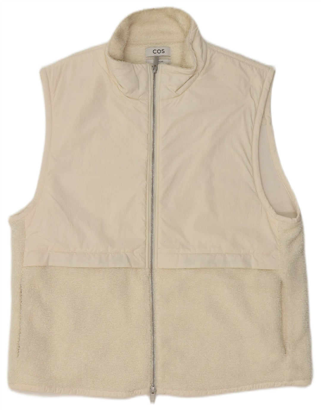 Cos Herre Regular Fit Fleece Gilet UK 40 Large White Polyester