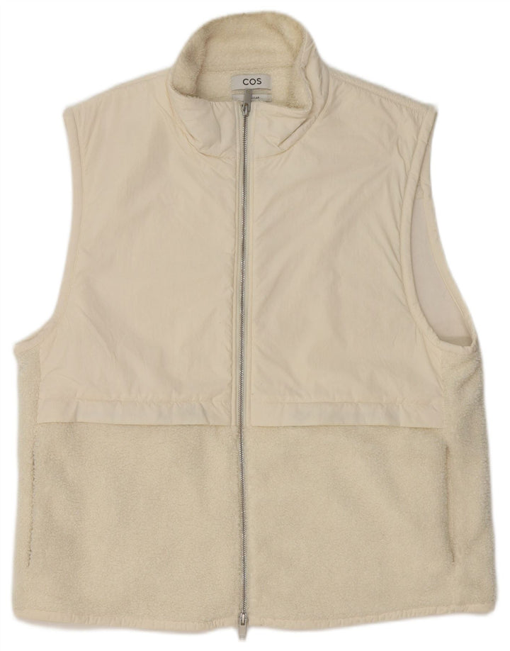 Cos Herre Regular Fit Fleece Gilet UK 40 Large White Polyester
