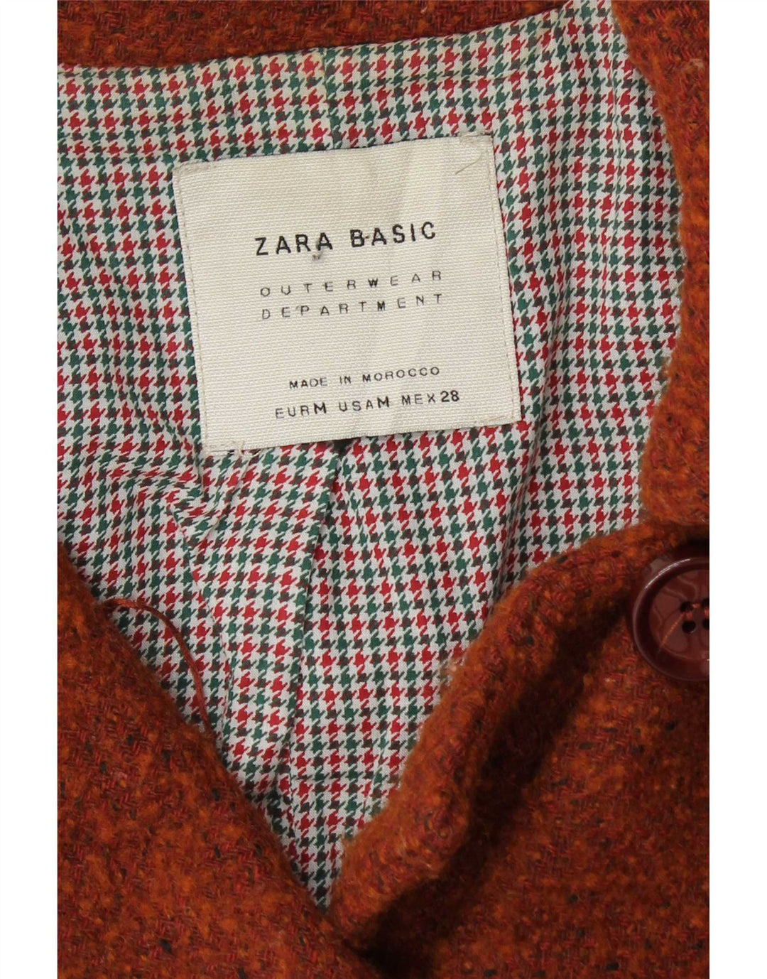 Zara Dame Dobbeltradet Frakke UK 12 Medium Brun Uld