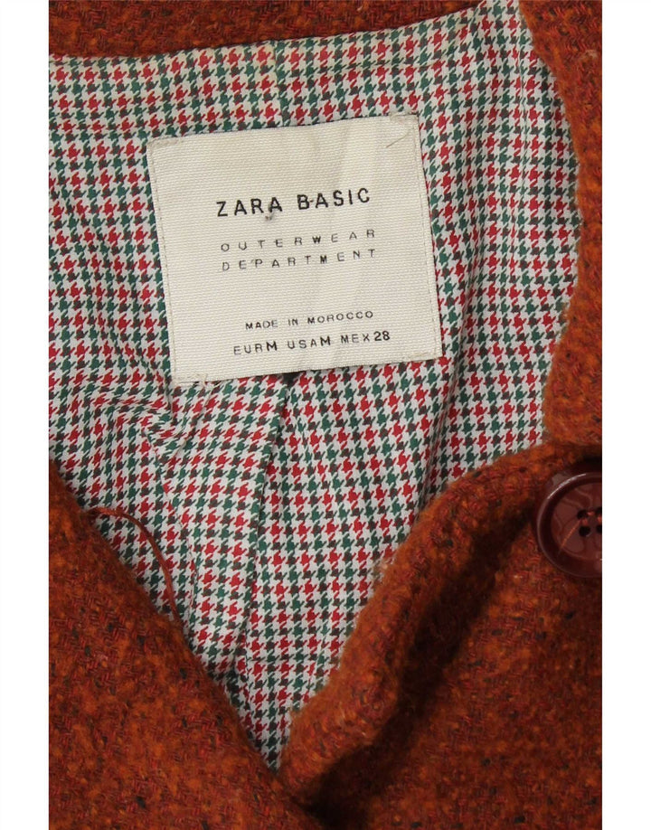 Zara Dame Dobbeltradet Frakke UK 12 Medium Brun Uld