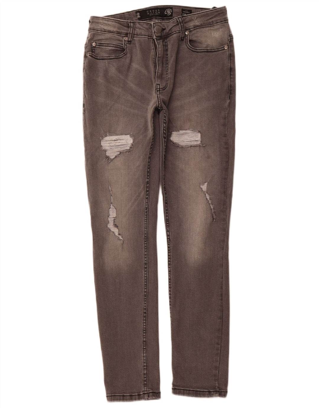 CROSSHATCH Dame Raynell Distressed Slim Jeans W30 L30 Grå Bomuld
