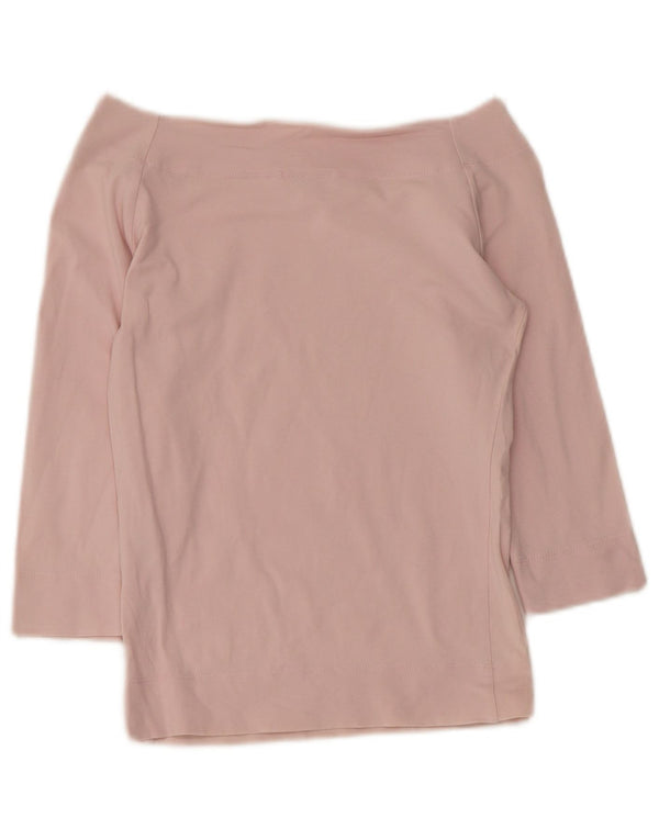 Pinko Kvinder Off Shoulder Grafisk Top 3/4 ærme UK 8 Lille Pink Bomuld