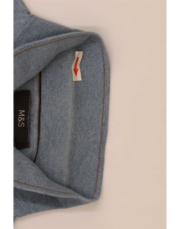 Marks & Spencer Herre polo-hals sweater mellemblå bomuld