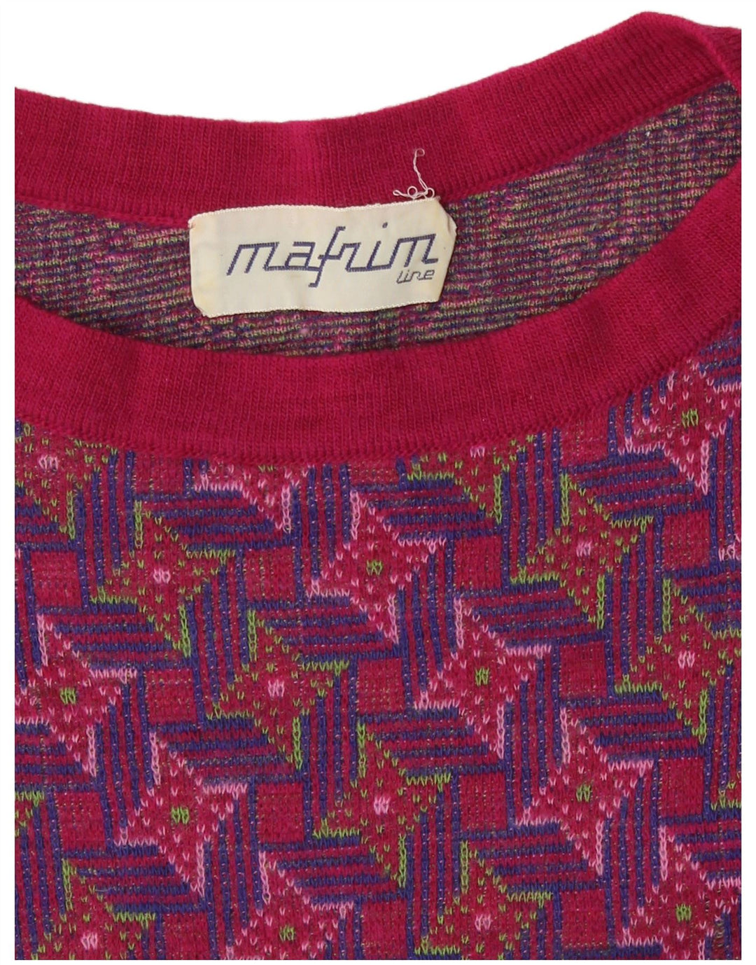 Vintage kvinders abstrakt mønster rund hals sweater UK 10 Small Multic