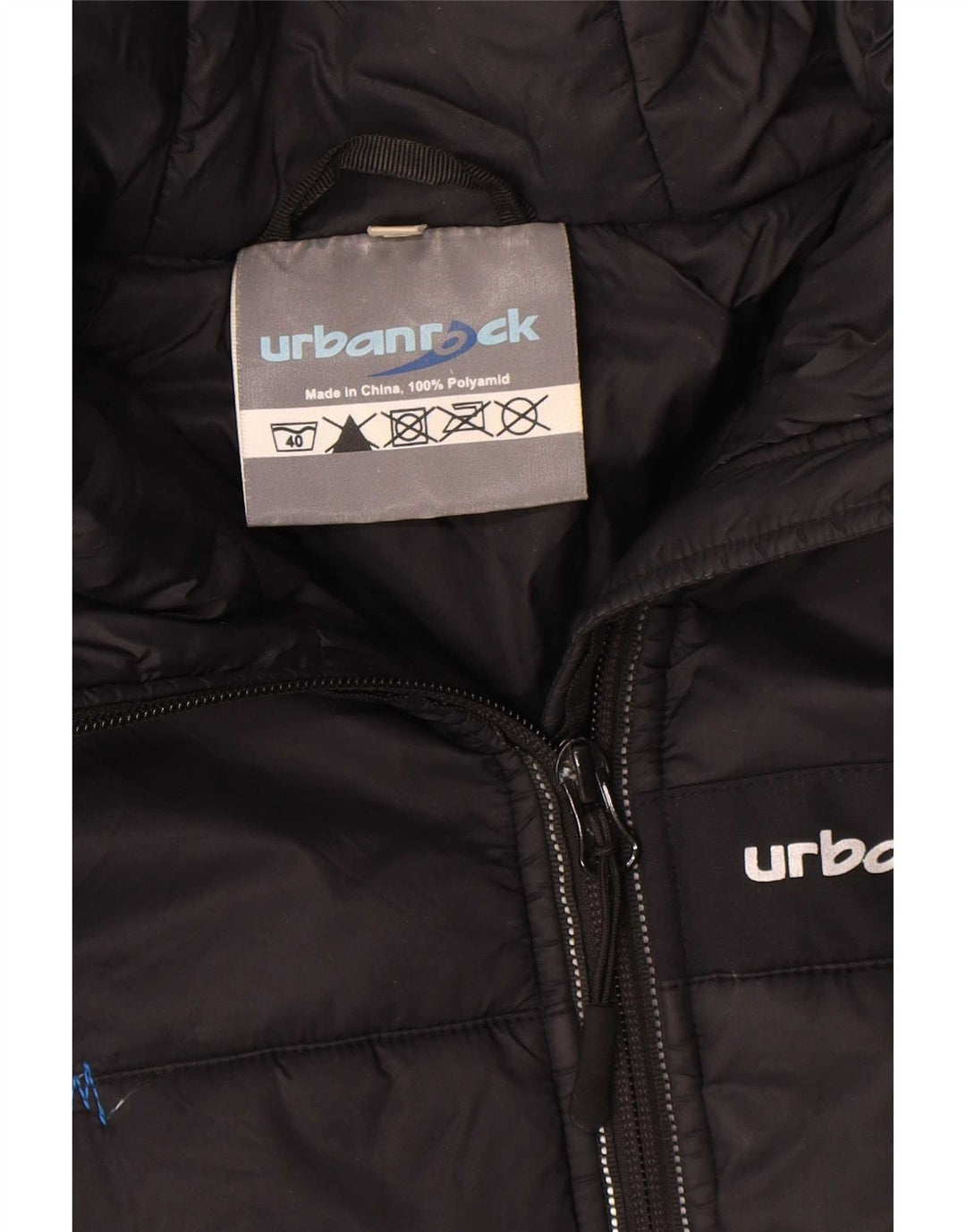 Urbanrock Herre hættepolstret jakke UK 40 Stor sort polyester