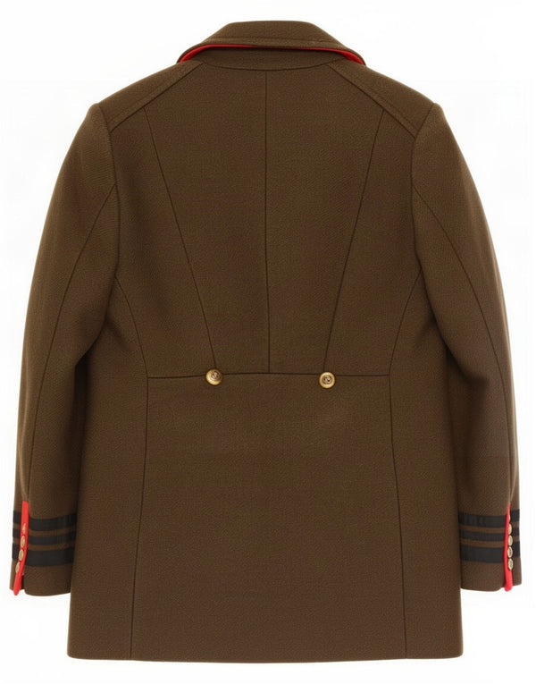 Zara Womens Pea Coat UK 10 Small Khaki Wool