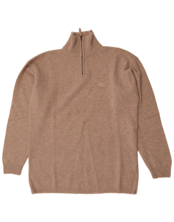 Kappa Herre Zip Neck Jumper Sweater 2XL Beige Uld